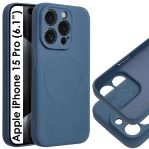 CUSTODIA per APPLE IPHONE 15 PRO (6.1") IN TPU SILICONE - COMPATIBILE CON RICARICA MAGSAFE E INTERNO IN MICROFIBRA COLORE BLU