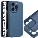 CUSTODIA per APPLE IPHONE 15 PRO MAX IN TPU SILICONE - COMPATIBILE CON RICARICA MAGSAFE E INTERNO IN MICROFIBRA COLORE BLU