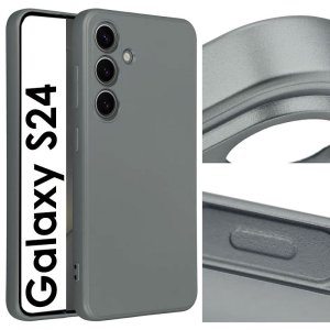 CUSTODIA per SAMSUNG GALAXY S24 (SM-S921) IN TPU SILICONE EFFETTO METALLO CON INTERNO IN MICROFIBRA COLORE GRIGIO TITANIO