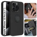 CUSTODIA per APPLE IPHONE 15 PRO (6.1") IN TPU SILICONE CON SUPPORTO AD ANELLO E INTERNO IN MICROFIBRA COLORE NERO