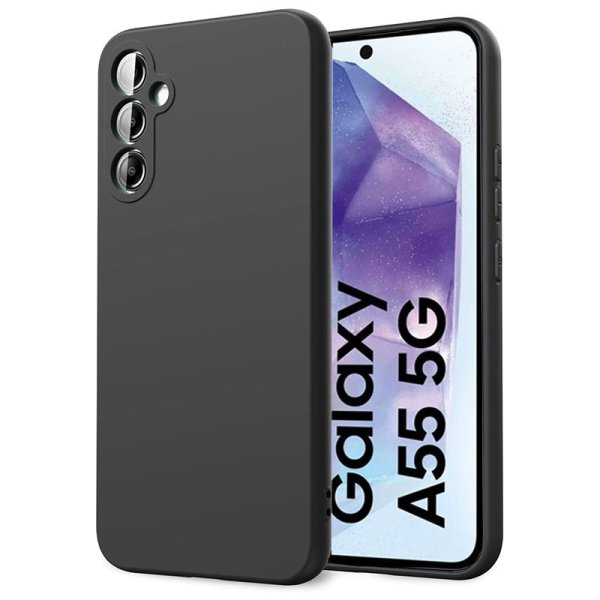 CUSTODIA per SAMSUNG GALAXY A55 (SM-A556) IN GEL TPU SILICONE SLIM COLORE NERO SATINATO