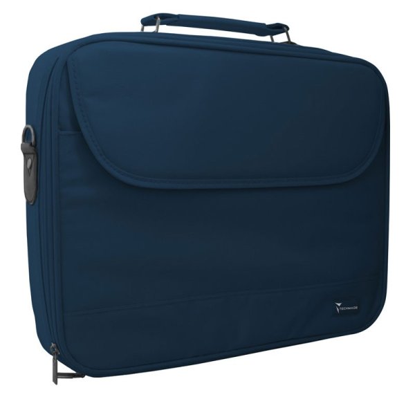 BORSA PER NOTEBOOK FINO A 15,6" CON TASCA ESTERNA, TRACOLLA REGOLABILE E CHIUSURA A ZIP COLORE BLU NH-1001-BLU TECHMADE