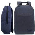 ZAINO PER NOTEBOOK FINO A 15.6" IN POLIESTERE CON VANO PC, TASCA FRONTALE E SCOMPARTI INTERNI COLORE BLU TM-KLB-BL TECHMADE