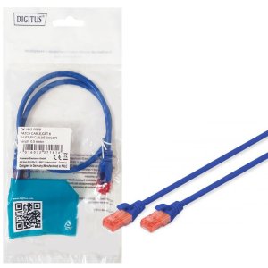 CAVO DI RETE PATCH CAT6 - LUNGHEZZA 0,5 MT - U/UTP IN RAME CONNETTORI RJ-45 COLORE BLU DK-1612-005/B DIGITUS