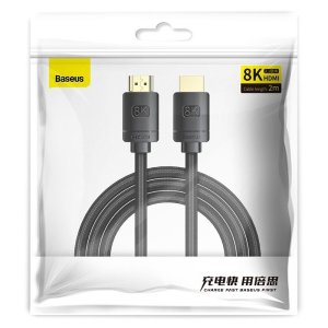 CAVO HDMI MASCHIO / HDMI MASCHIO VERSIONE 2.1 3D 8K 60 Hz, HDR, 48Gbps - LUNGHEZZA 2 MT CONNETTORI PLACCATI ORO CAKGQ-K01 BASEUS