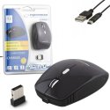 MOUSE WIRELESS 2.4GHz CON RICEVITORE NANO INTEGRATO E SENSORE OTTICO 1600/1200/1000dpi COLORE NERO EM121K ESPERANZA