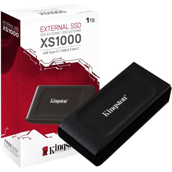 DRIVE A STATO SOLIDO SSD ESTERNO XS1000 1TB CON VELOCITA' FINO A 1.050MB/s (CONNESSIONE USB 3.2 GEN 2) SXS1000/1000G KINGSTON