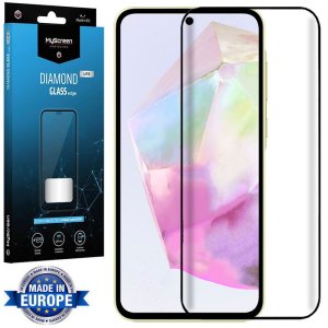 PELLICOLA per SAMSUNG GALAXY A35, GALAXY A55 IN VETRO TEMPERATO FULL FACE 9H - FULL GLUE CORNICE NERA MYSCREEN DIAMOND LITE