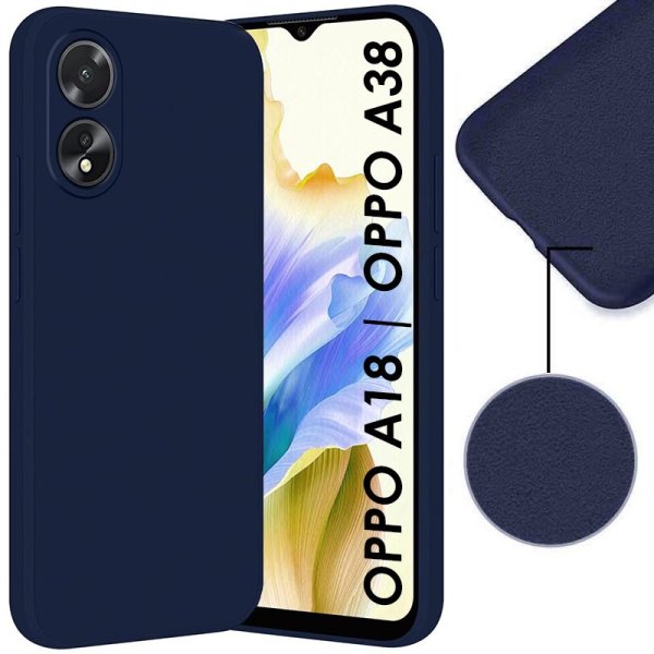 CUSTODIA per OPPO A38 (4G), A18 (4G) IN SILICONE EFFETTO SOFT TOUCH CON INTERNO IN MICROFIBRA COLORE BLU