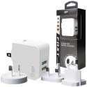 CARICATORE DA VIAGGIO 2400mah con SPINA USA + 3 ADATTATORI UK/AU/EU E 2 PORTE USB - COLORE BIANCO SP Boost WC102P SILICON POWER