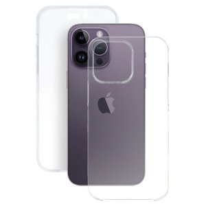 CUSTODIA per APPLE IPHONE 14 PRO (6.1") CON PARTE POSTERIORE RIGIDA + PARTE FRONTALE IN TPU SILICONE TRASPARENTE