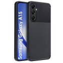 CUSTODIA per SAMSUNG GALAXY A15 (4G/5G) IN GEL TPU SILICONE NERO EFFETTO CARBONIO CON FORO FOTOCAMERE SAGOMATO