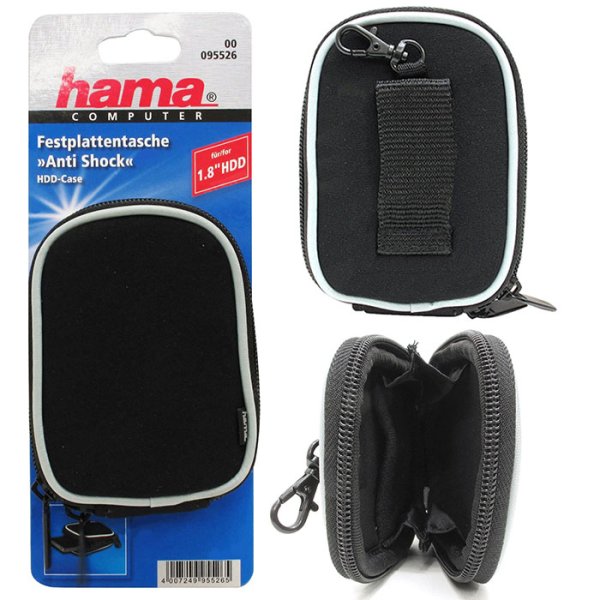 CUSTODIA UNIVERSALE IN NEOPRENE - DIMENSIONI INTERNE 6,5x9,5x2CM CON PASSACINTURA, GANCIO E CHIUSURA A ZIP COLORE NERO 00095526 HAMA