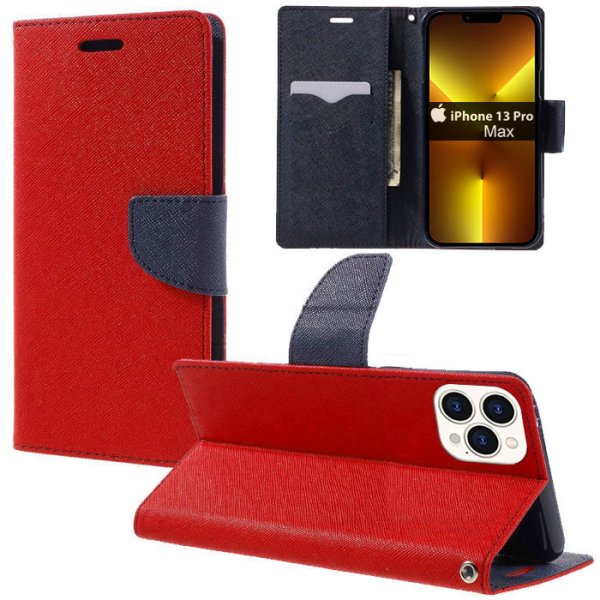 CUSTODIA per SAMSUNG GALAXY A34 5G (SM-A346) - FLIP ORIZZONTALE CON STAND, INTERNO IN TPU SILICONE E TASCHE PORTA CARTE COLORE ROSSO