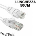 CAVO DI RETE CAT6 LUNGHEZZA 50CM CONNETTORE RJ-45 COLORE BIANCO TAAU005-UTP-WH VULTECH