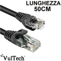 CAVO DI RETE CAT6 LUNGHEZZA 50CM CONNETTORE RJ-45 COLORE NERO TAAU005-UTP-BK VULTECH