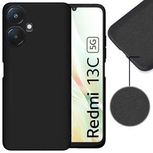 CUSTODIA per XIAOMI REDMI 13C (5G) IN TPU SILICONE COLORE NERO CON EFFETTO SOFT TOUCH E INTERNO IN MICROFIBRA