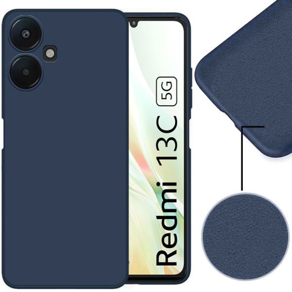 CUSTODIA per XIAOMI REDMI 13C (5G) IN TPU SILICONE COLORE BLU CON EFFETTO SOFT TOUCH E INTERNO IN MICROFIBRA