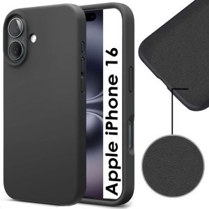 CUSTODIA per APPLE IPHONE 16 (6.1") IN TPU SILICONE CON EFFETTO SOFT TOUCH ED INTERNO IN MICROFIBRA COLORE NERO