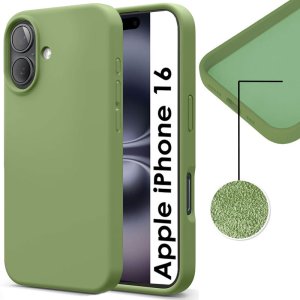 CUSTODIA per APPLE IPHONE 16 (6.1") IN TPU SILICONE COLORE VERDE CON EFFETTO SOFT TOUCH ED INTERNO IN MICROFIBRA