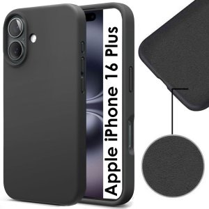 CUSTODIA per APPLE IPHONE 16 PLUS (6.7") IN TPU SILICONE COLORE NERO CON EFFETTO SOFT TOUCH ED INTERNO IN MICROFIBRA