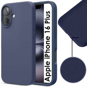 CUSTODIA per APPLE IPHONE 16 PLUS (6.7") IN TPU SILICONE COLORE BLU CON EFFETTO SOFT TOUCH ED INTERNO IN MICROFIBRA