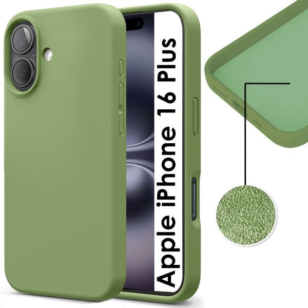 CUSTODIA per APPLE IPHONE 16 PLUS (6.7") IN TPU SILICONE COLORE VERDE CON EFFETTO SOFT TOUCH ED INTERNO IN MICROFIBRA