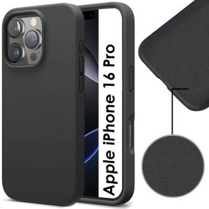 CUSTODIA per APPLE IPHONE 16 PRO (6.3") IN TPU SILICONE COLORE NERO CON EFFETTO SOFT TOUCH ED INTERNO IN MICROFIBRA