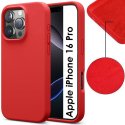 CUSTODIA per APPLE IPHONE 16 PRO (6.3") IN TPU SILICONE COLORE ROSSO CON EFFETTO SOFT TOUCH ED INTERNO IN MICROFIBRA