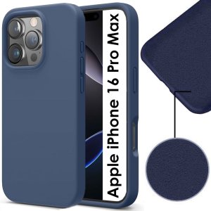 CUSTODIA per APPLE IPHONE 16 PRO MAX (6.9") IN TPU SILICONE COLORE BLU CON EFFETTO SOFT TOUCH ED INTERNO IN MICROFIBRA