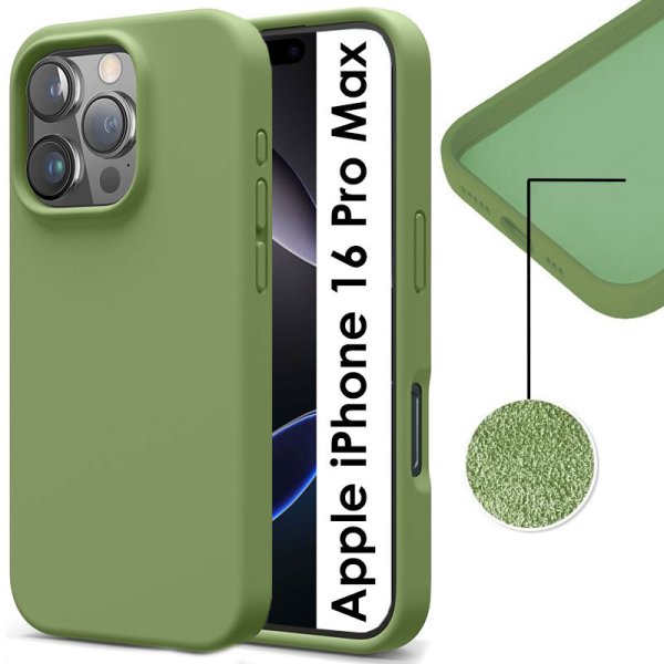 CUSTODIA per APPLE IPHONE 16 PRO MAX (6.9") IN TPU SILICONE COLORE VERDE CON EFFETTO SOFT TOUCH ED INTERNO IN MICROFIBRA