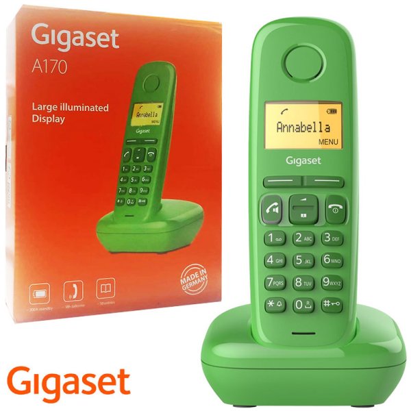 CORDLESS CON DISPLAY IDENTIFICATIVO CHIAMANTE E CRONOLOGIA DELLE CHIAMATE COLORE VERDE A170 GIGASET