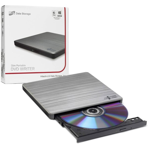 MASTERIZZATORE DVD/CD SLIM PORTATILE SILENT PLAY CON SUPPORTO M-DISC - COMPATIBILE CON WINDOWS & MAC OS NERO GP60NB60 HITACHI-LG