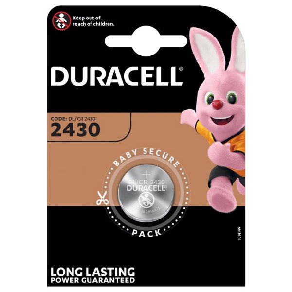 BATTERIA A BOTTONE CR2430 LITIO 3V "LONG LASTING POWER" BLISTER 1PZ DURACELL