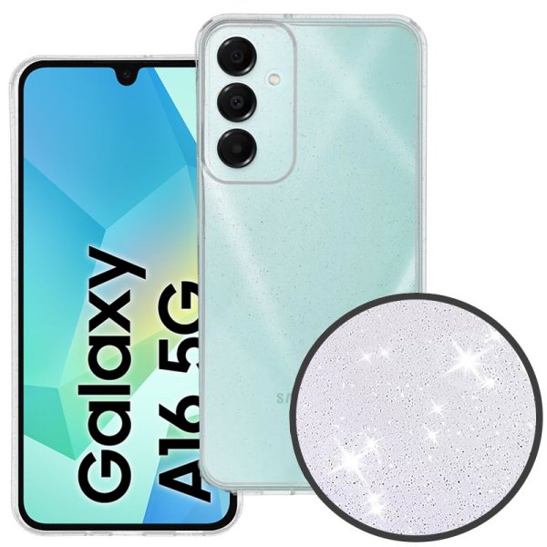 CUSTODIA per SAMSUNG GALAXY A16 (4G/5G) TRASPARENTE CON GLITTER IN GEL TPU SILICONE 2mm