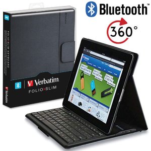 CUSTODIA per APPLE IPAD (2/3/4) CON TASTIERA BLUETOOTH RIMOVIBILE CON LAYOUT IN SPAGNOLO E STAND GIREVOLE NERO VERBATIM