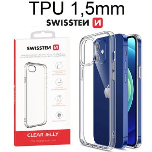 CUSTODIA per APPLE IPHONE 12 MINI (5.4") IN GEL TPU SILICONE 1,5mm TRASPARENTE CON BORDO PROTETTIVO FOTOCAMERA SWISSTEN