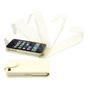 CUSTODIA VERTICALE FLIP PELLE per APPLE IPHONE 4, 4s COLORE BIANCO