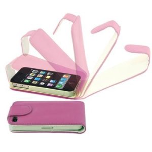 CUSTODIA VERTICALE FLIP PELLE per APPLE IPHONE 4, 4s COLORE ROSA