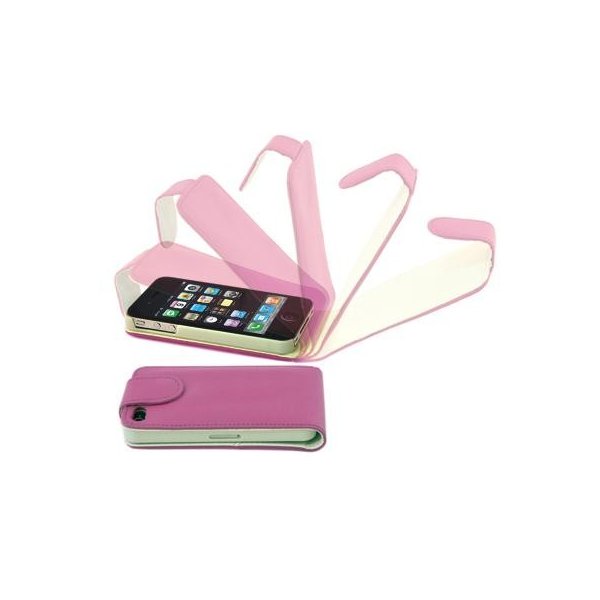 CUSTODIA VERTICALE FLIP PELLE per APPLE IPHONE 4, 4s COLORE ROSA