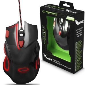 MOUSE OTTICO GAMING EGM401KR ESPERANZA CON FILO, 7 TASTI, FINO A 2400dpi E RETROILLUMINAZIONE COLORE NERO E ROSSO