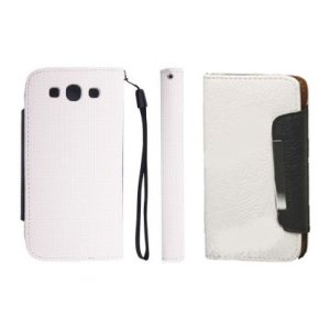 CUSTODIA VERTICALE FLIP PELLE DOLCE VITA per APPLE IPHONE 4, 4s COLORE BIANCO CON RIGA ROSSA DV.07.279