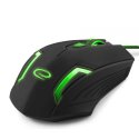 MOUSE OTTICO GAMING EGM205G ESPERANZA CON FILO, 6 TASTI, FINO A 2400dpi E RETROILLUMINAZIONE COLORE NERO E VERDE