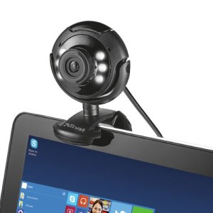 WEBCAM 1.3 MEGAPIXEL CON MICROFONO, LUCI LED PER IMMAGINI NITIDE, FISSAGGIO STAND E A CLIP, MESSA A FUOCO MANUALE NERO TRUST