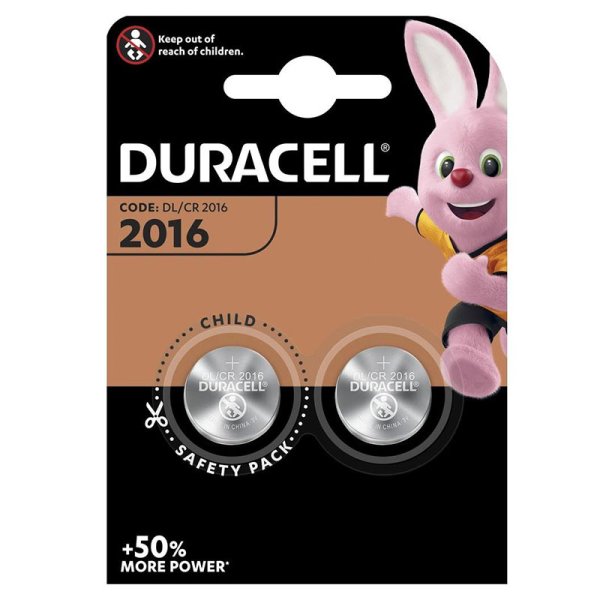 BATTERIE A BOTTONE AL LITIO 3V PER PICCOLI TELECOMANDI E BILANCE CON TECNOLOGIA DURALOCK CR2016 BLISTER 2PZ DURACELL