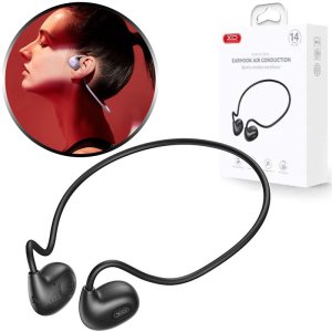 AURICOLARI BLUETOOTH 5.3 AIR CONDUCTION per LASCIARE L'ORECCHIO LIBERO DI PERCEPIRE I RUMORI INTORNO COLORE NERO XO BS34