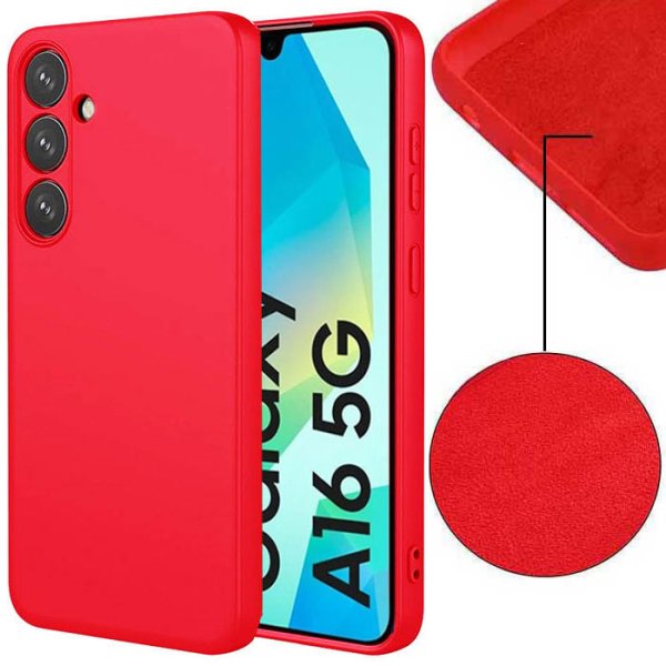 CUSTODIA per SAMSUNG GALAXY A16 (4G/5G) IN SILICONE COLORE ROSSO CON EFFETTO SOFT TOUCH E INTERNO IN MICROFIBRA