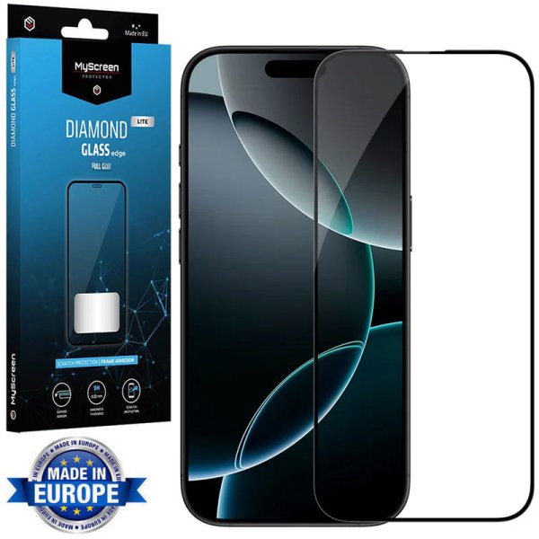 PELLICOLA per APPLE IPHONE 16 PRO MAX (6.9") - VETRO TEMPERATO FULL FACE 9H CORNICE NERA MYSCREEN DIAMOND LITE