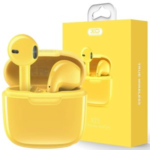 AURICOLARI BLUETOOTH 5.3 CON COMANDI TOUCH, MICROFONO E CUSTODIA DI RICARICA COLORE GIALLO XO X23