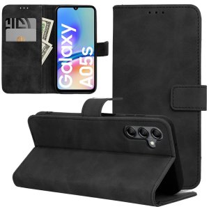 CUSTODIA per SAMSUNG GALAXY A05s (SM-A057) FLIP ORIZZONTALE IN ECOPELLE COLORE NERO CON INTERNO IN TPU E CHIUSURA MAGNETICA